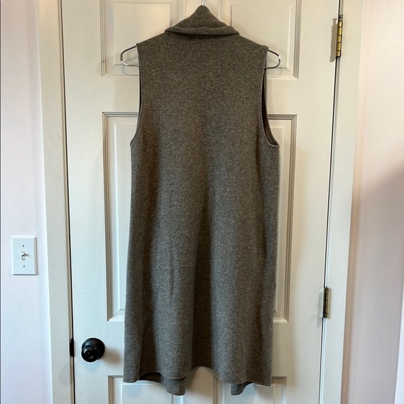 Raffi Greige Wool Yak Long Open Front Shrug with Waterfall Collar - Size Small - Picture 10 of 15